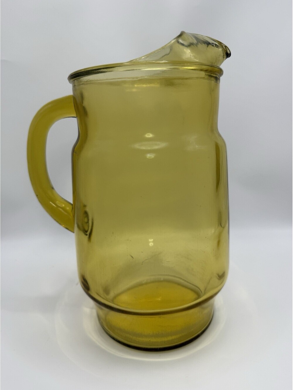 Vintage Anchor Hocking Amber Glass Pitcher with Ice Lip and Handle 2 QT